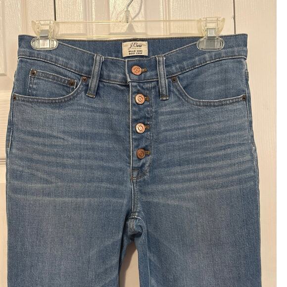 J Crew Billie Demi Boot Crop Raw Hem Button Fly Jeans Size 27/4 - Picture 2 of 9